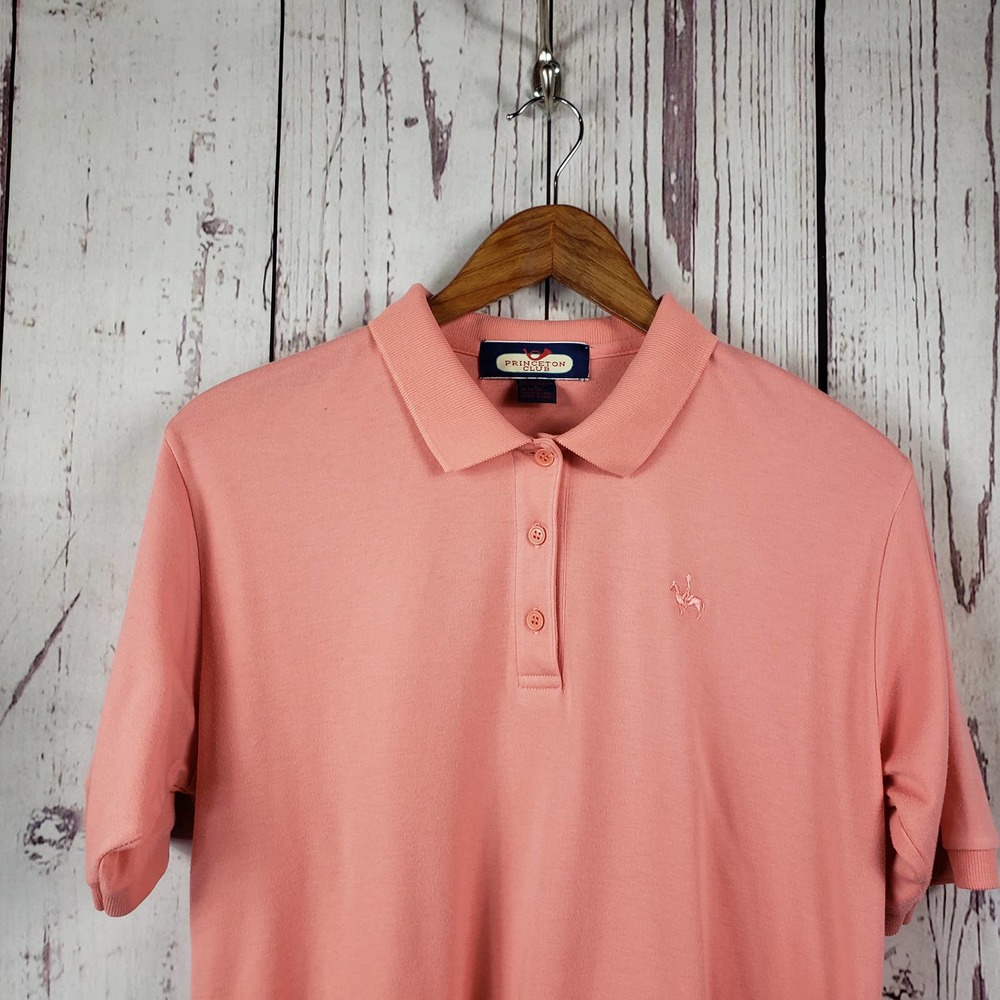 Princeton Club Polo Shirt Mens Size Large Short Sleeve Cotton Orange